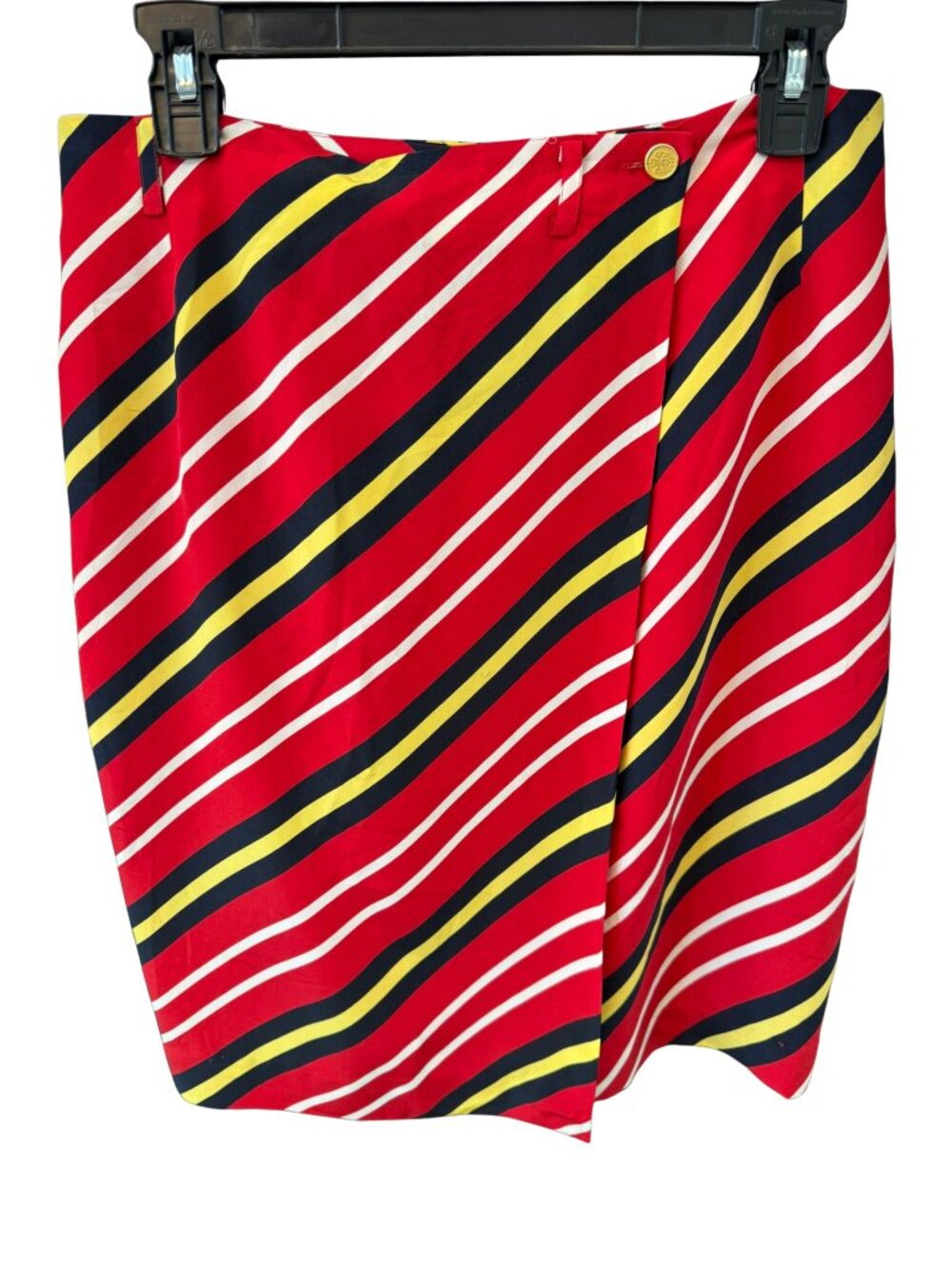 Vintage Brooks Brothers Breeches 100% Silk Wrap Pencil Skirt Red Stripe Size 8 U
